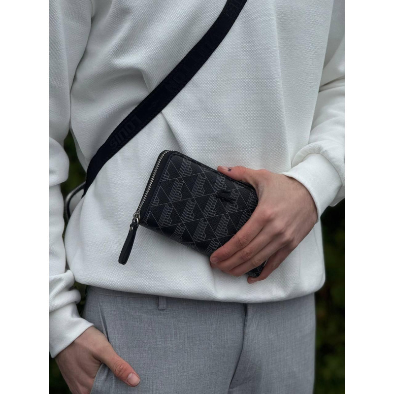 Гаманець Lacoste чоловічий портмоне клатч гаманець лакосту шкіряний чорний гаманець Лакост клатч чорний