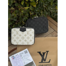 Сумка LV чорна чоловіча спортивна сумка Louis Vuitton шкіряна унісекс сумка Луї Вітон біла Лв