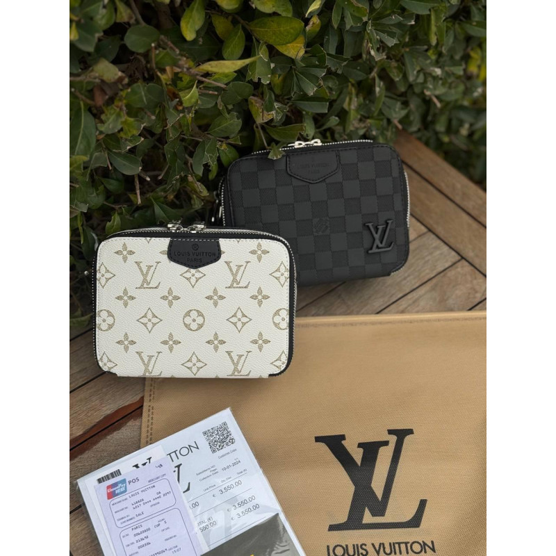Сумка LV чорна чоловіча спортивна сумка Louis Vuitton шкіряна унісекс сумка Луї Вітон біла Лв