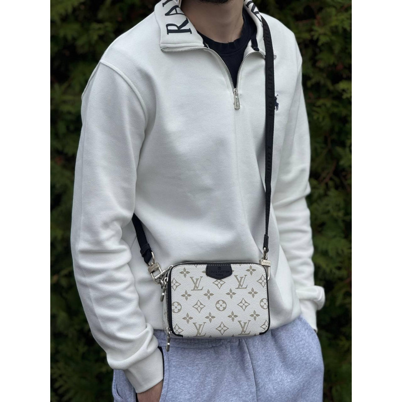 Сумка LV чорна чоловіча спортивна сумка Louis Vuitton шкіряна унісекс сумка Луї Вітон біла Лв