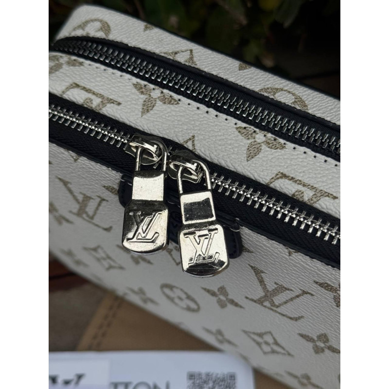 Сумка LV чорна чоловіча спортивна сумка Louis Vuitton шкіряна унісекс сумка Луї Вітон біла Лв