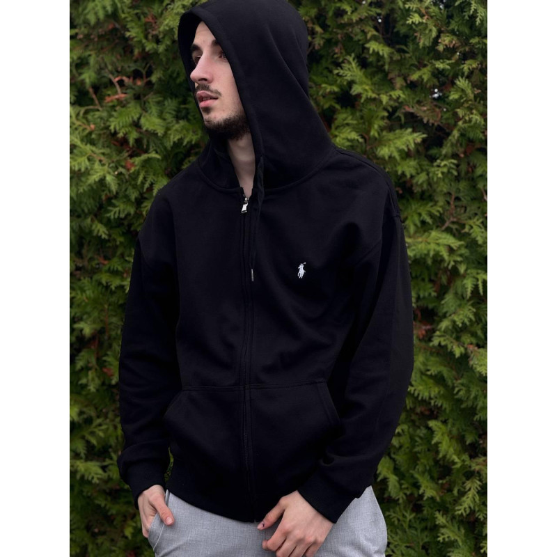 Зіп-худі чоловіча Поло Ральф Лоурен чорна чоловіча Зіпка Polo Ralph Lauren худий чорний з білим Поло кофта Поло Ральф