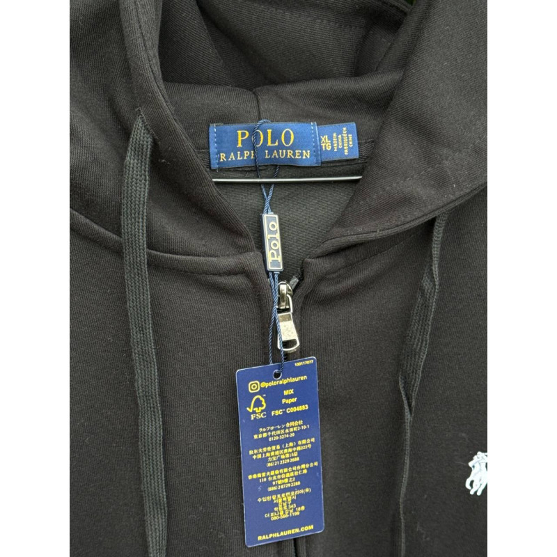 Зіп-худі чоловіча Поло Ральф Лоурен чорна чоловіча Зіпка Polo Ralph Lauren худий чорний з білим Поло кофта Поло Ральф