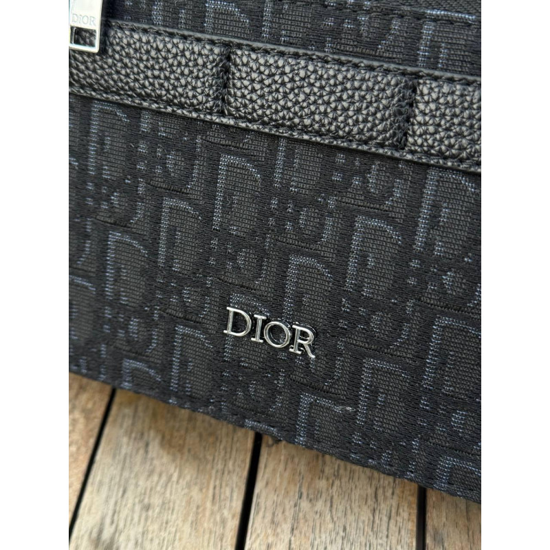 Сумка Christian Dior чоловіча чорна сумка через плече Dior Чоловіча шкіряна сумка Christian Dior