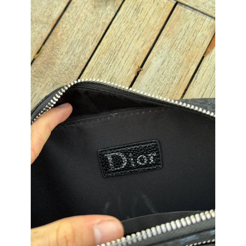 Сумка Christian Dior чоловіча чорна сумка через плече Dior Чоловіча шкіряна сумка Christian Dior