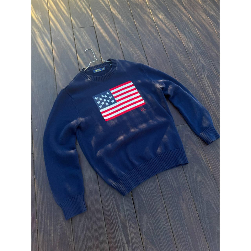 Светр Polo Ralph Lauren синій чоловічий светр кофта Поло Ральф Лоурен темно синій теплий зимовий светр Поло
