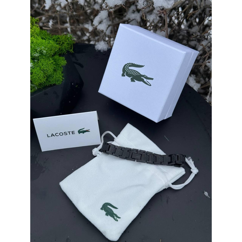 Браслет Lacoste чорний чоловічий срібний браслет Лакост синій срібний браслет Лакоста на руку подарунковий