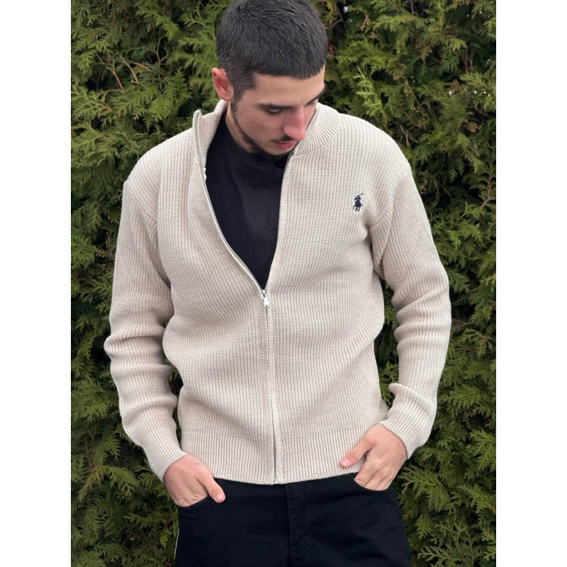 Кардиган Polo Ralph Lauren бежевий чоловічий Кардиган Поло Ральф Лоурен спортивний в'язаний Зіпка Поло