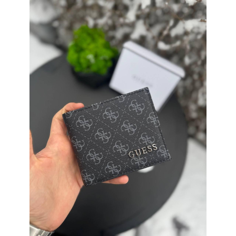 Гаманець Guess чоловічий чорний гаманець Гуес сірий шкіряний портмоне Гуес чорний спортивний гаманець