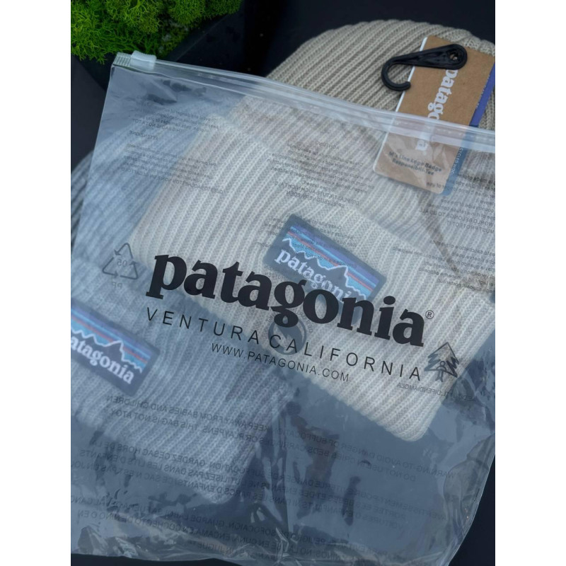 Шапка Patagonia чоловіча бежева сіра шапка Патагонія спортивна зимова тепла шапка Патагорія Горкоп