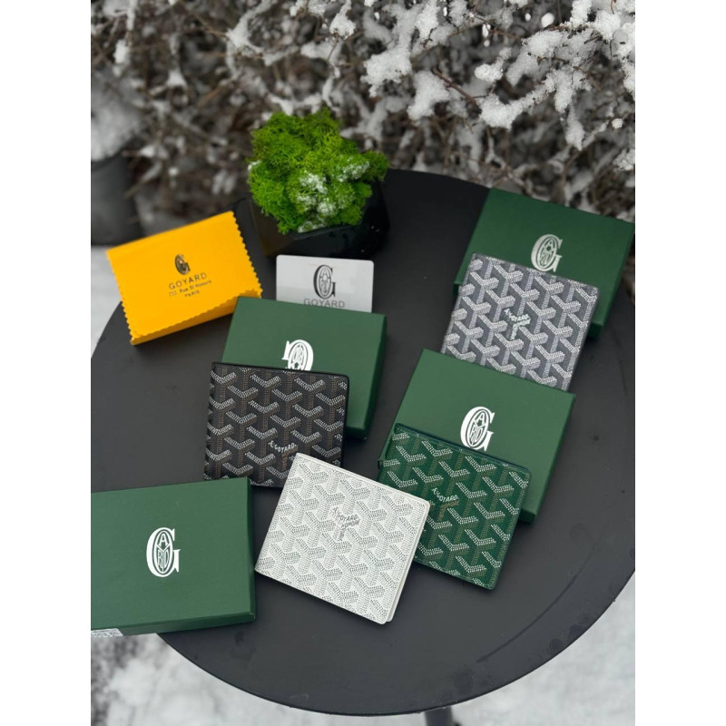 Гаманець Goyard чоловічий чорний зелений гаманець Гоярд шкіряний спортивний гаманець Гоярд чоловічий чорний