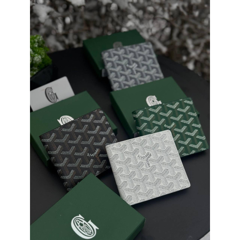 Гаманець Goyard чоловічий чорний зелений гаманець Гоярд шкіряний спортивний гаманець Гоярд чоловічий чорний