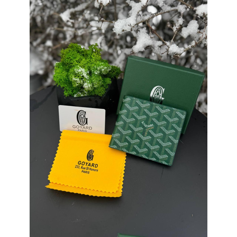Гаманець Goyard чоловічий чорний зелений гаманець Гоярд шкіряний спортивний гаманець Гоярд чоловічий чорний