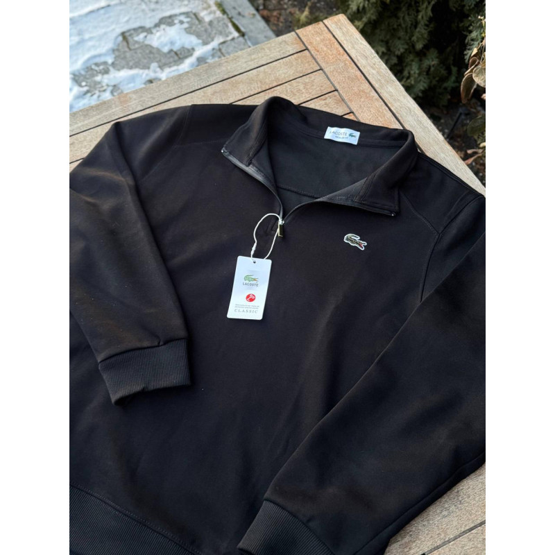 Полузамок Lacoste черный 1/3 зип мужской спортивный Полузамок Лакост 1/3 Зипка Лаксота мужская