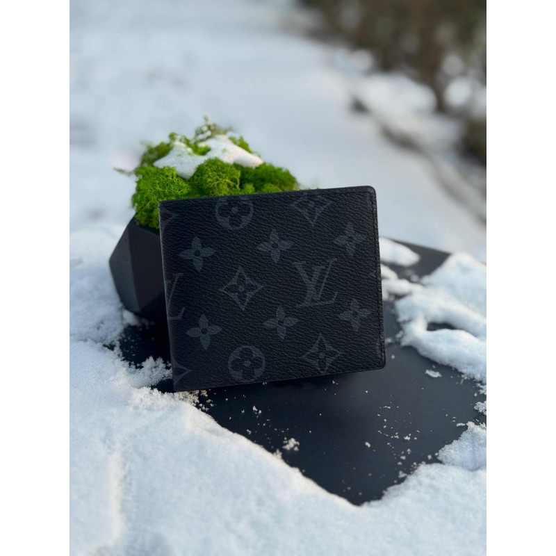 Гаманець Louis Vuitton шкірний чорний чоловічий гаманець Лв Луї Вітон спортивний шаховий портмоне LV