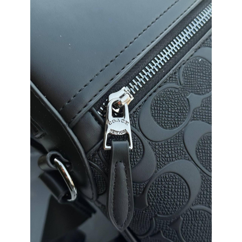 Сумка Coach New York чоловіча чорна сумка велика Коач Нью-Йорк барсетка шкіряна через плече Коуч