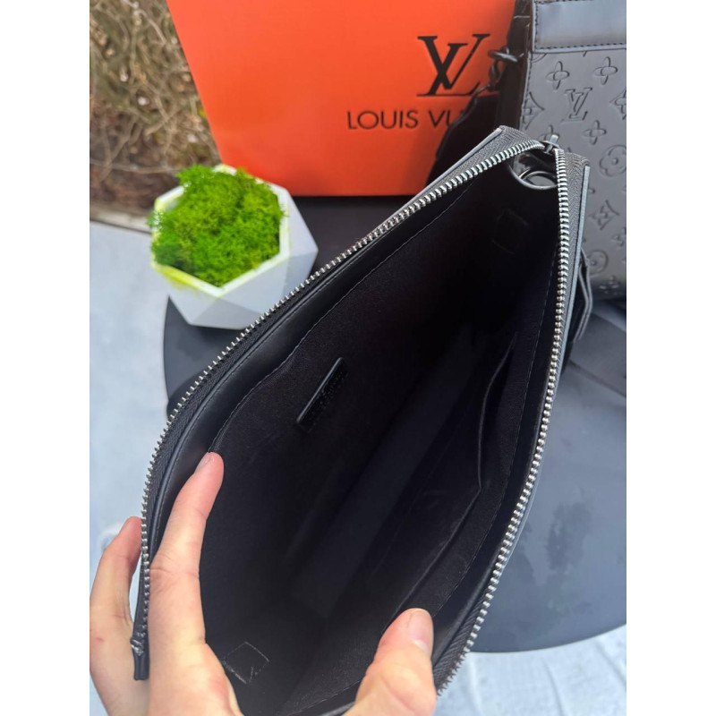 Сумка Louis Vuitton чоловіча чорна сумка через плече Лв шкіряна барсетка Луї Вітон через плече месенджер LV