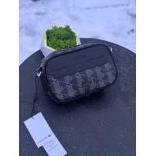 Сумка Lacoste Monogram чоловіча чорна через плече барсетка Лакост месенджер шкіряний Лакоста чорний