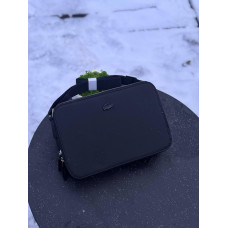 Сумка Lacoste Reporter Bag чорна чоловіча шкіряна сумка через плече Лакост месенджер кросбоді барсетка