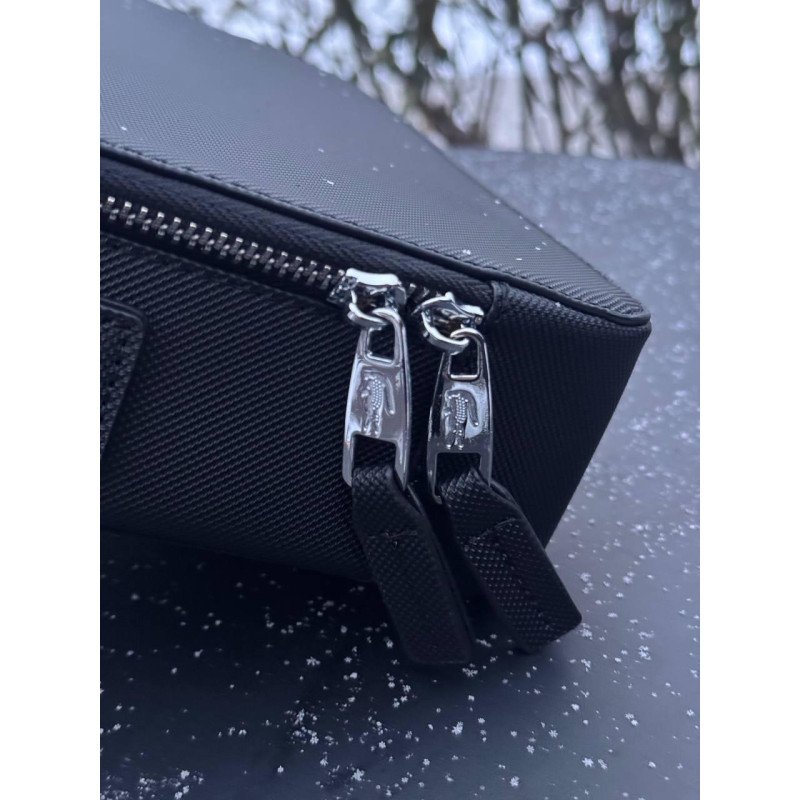 Сумка Lacoste Reporter Bag чорна чоловіча шкіряна сумка через плече Лакост месенджер кросбоді барсетка