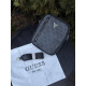 Сумка Guess Vezzola Smart сіра чоловіча шкіряна барсетка Гуесс чоловіча чорна сумка через плече Гесс