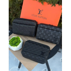 Сумка Louis Vuitton чоловіча шкіряна сумка Лв чорна барсетка через плече шкіряна Луї Вітон спортивна
