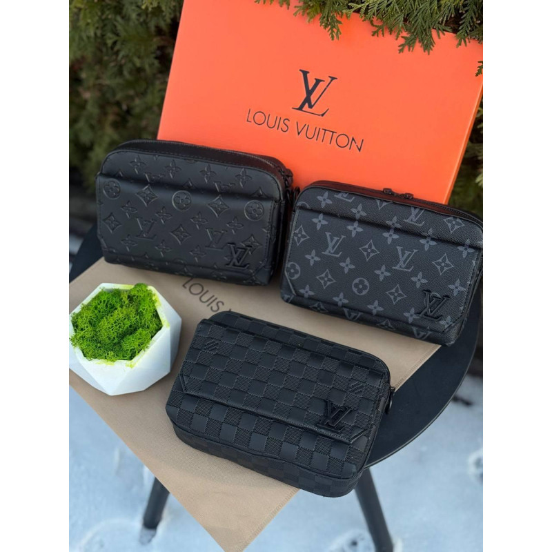 Сумка Louis Vuitton чоловіча шкіряна сумка Лв чорна барсетка через плече шкіряна Луї Вітон спортивна