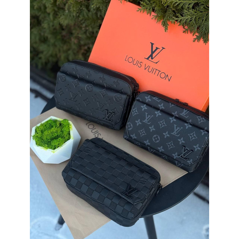 Сумка Louis Vuitton чоловіча шкіряна сумка Лв чорна барсетка через плече шкіряна Луї Вітон спортивна