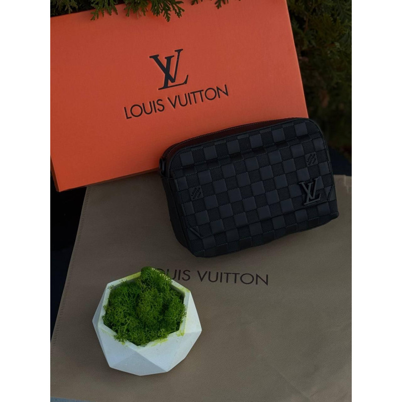 Сумка Louis Vuitton чоловіча шкіряна сумка Лв чорна барсетка через плече шкіряна Луї Вітон спортивна