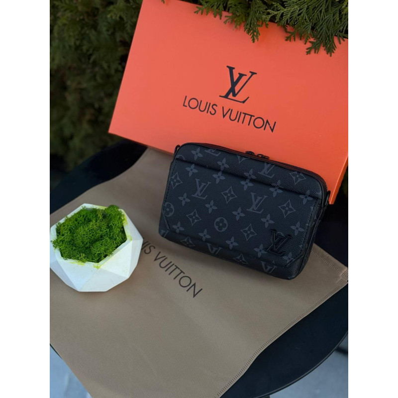 Сумка Louis Vuitton чоловіча шкіряна сумка Лв чорна барсетка через плече шкіряна Луї Вітон спортивна