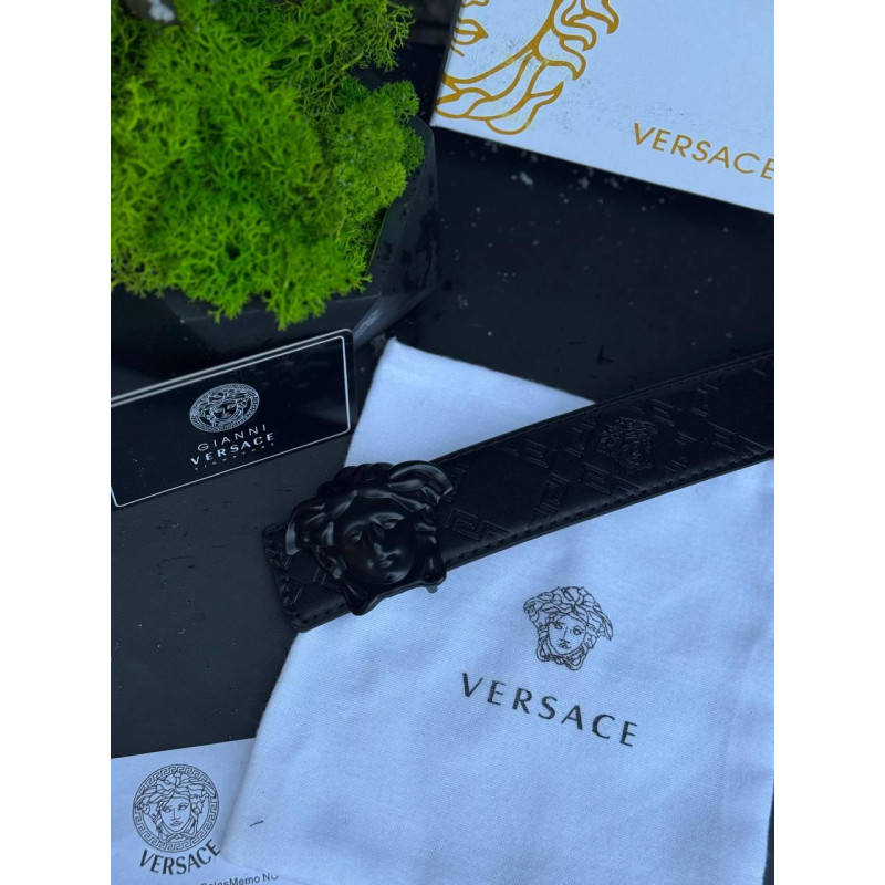 Ремінь Gianni Versace чоловічий чорний ремінь Версаче шкіряний чоловічий ремінь Версачі Джіані 105 см