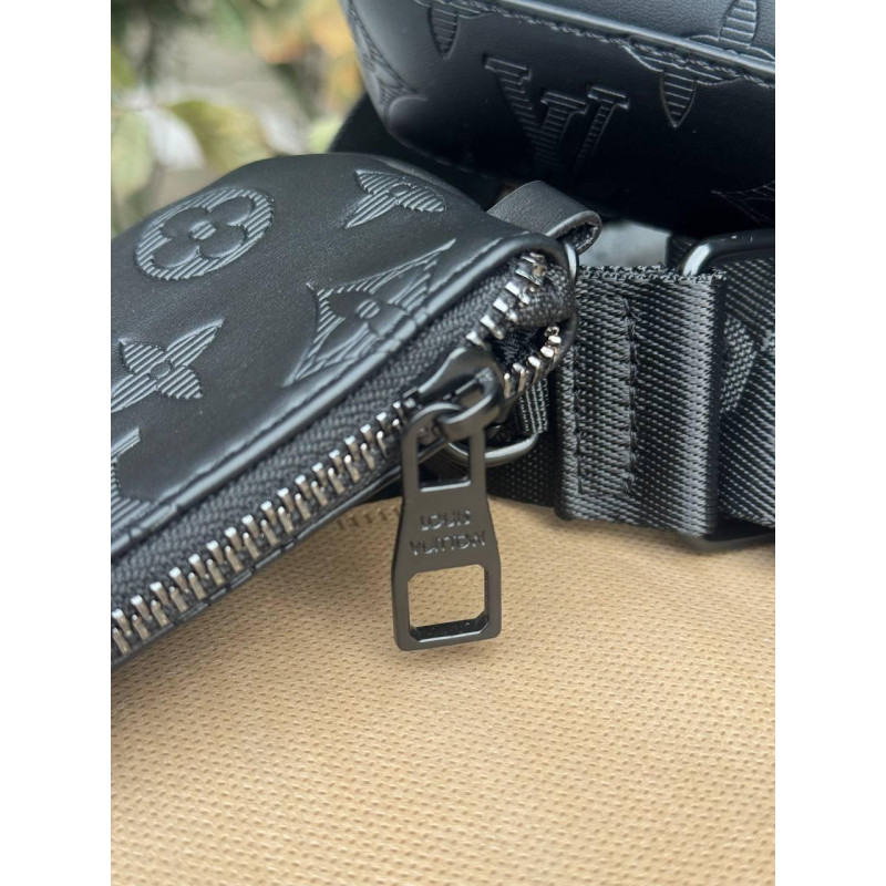 Сумка Louis Vuitton 2в1 чорна чоловіча шкіряна сумка через плече Луї Вітон месенджер Лв барсетка LV сіра