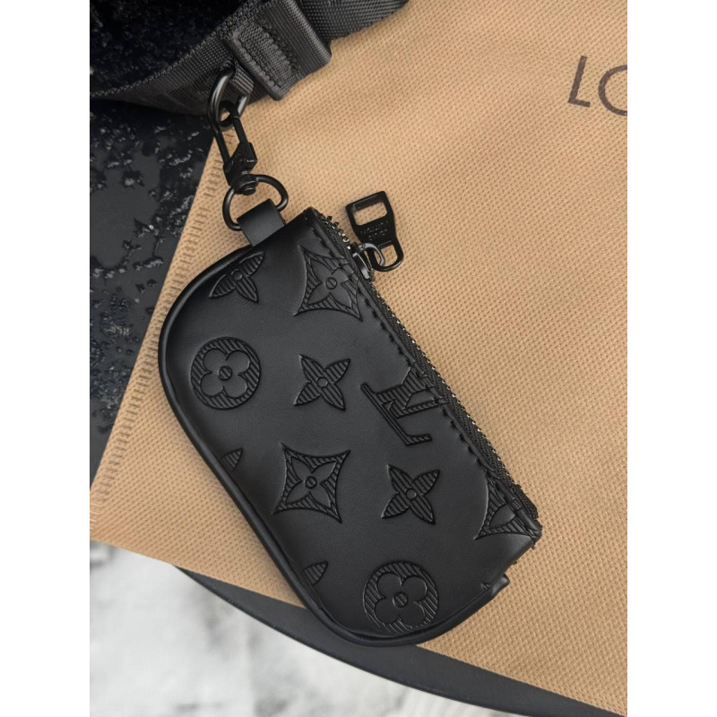 Сумка Louis Vuitton 2в1 чорна чоловіча шкіряна сумка через плече Луї Вітон месенджер Лв барсетка LV сіра