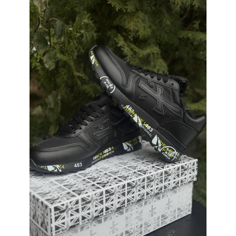 Кросівки Premiata Full Black чорні чоловічі кросівки Преміату чорні чоловічі кроси Преміату чоловічі