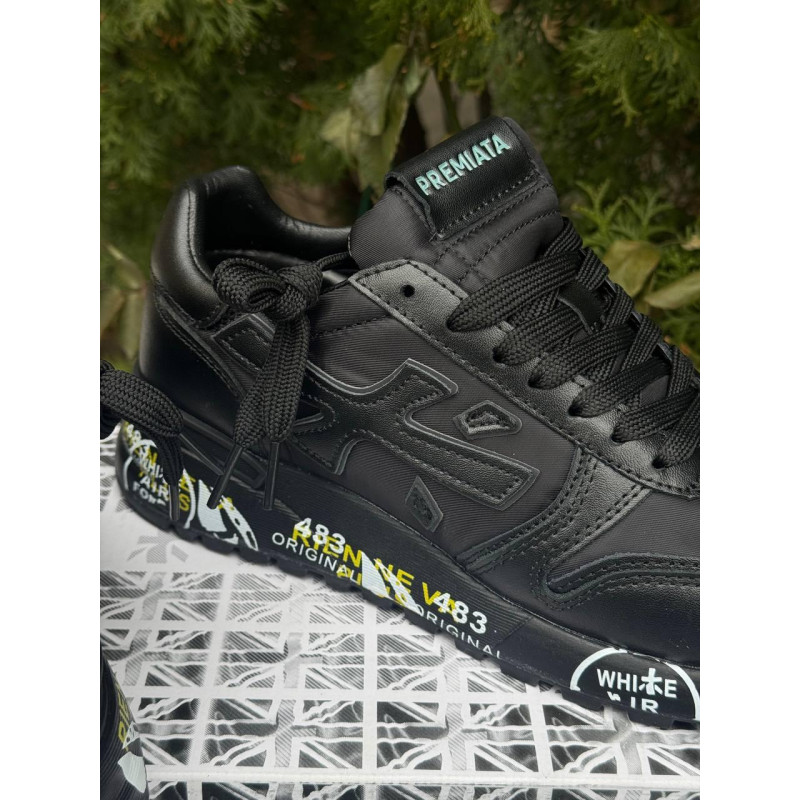Кросівки Premiata Full Black чорні чоловічі кросівки Преміату чорні чоловічі кроси Преміату чоловічі