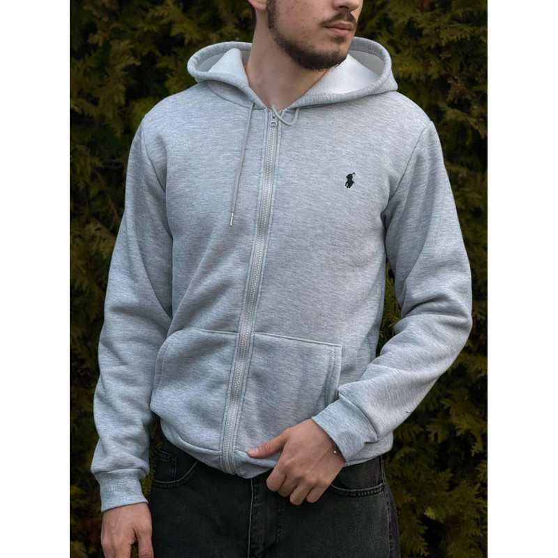 Зипка Polo Ralph Lauren на флісі чорна чоловіча кофта Поло Ральф Лоурен Зіп-Худі Поло чоловіче сіре худі Ральф