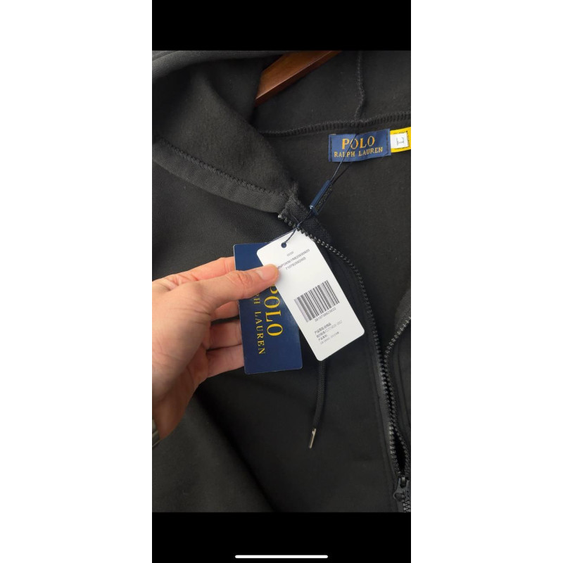 Зипка Polo Ralph Lauren на флісі чорна чоловіча кофта Поло Ральф Лоурен Зіп-Худі Поло чоловіче сіре худі Ральф