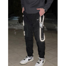 Штани чоловічі Nike Reflective чорні штани нейлонові Найк на рефлективних вставках сині