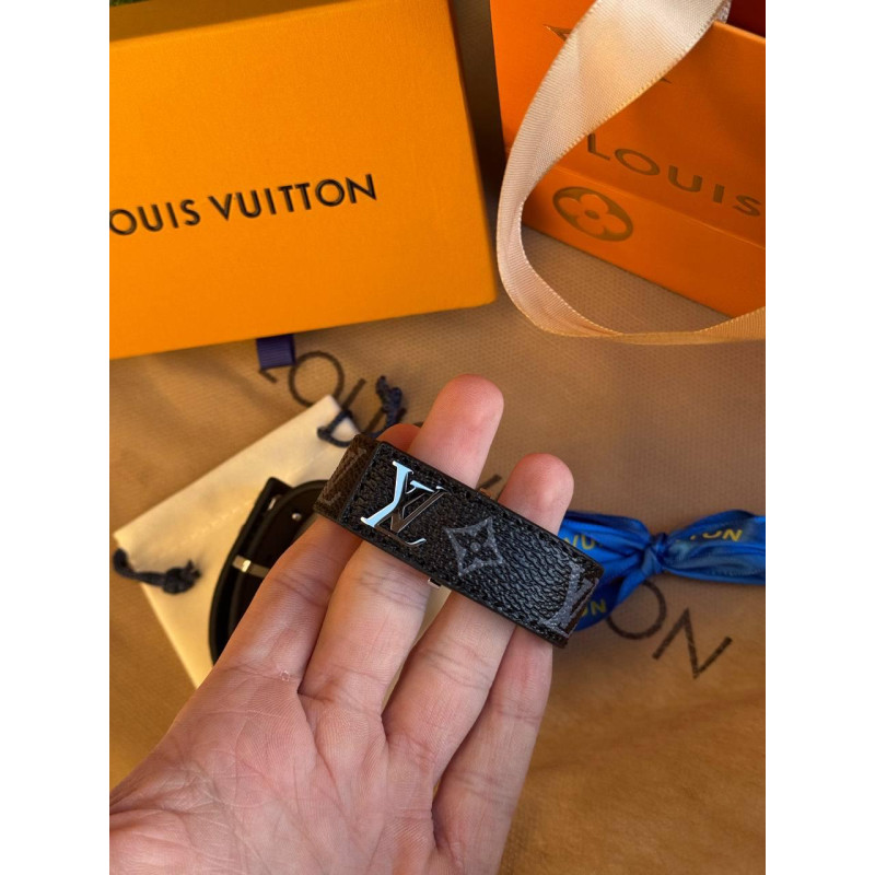 Браслет Louis Vuitton чоловічий чорний шкіряний браслет Лв білий браслет на руку Луї Вітон подарунковий LV з упаковкою