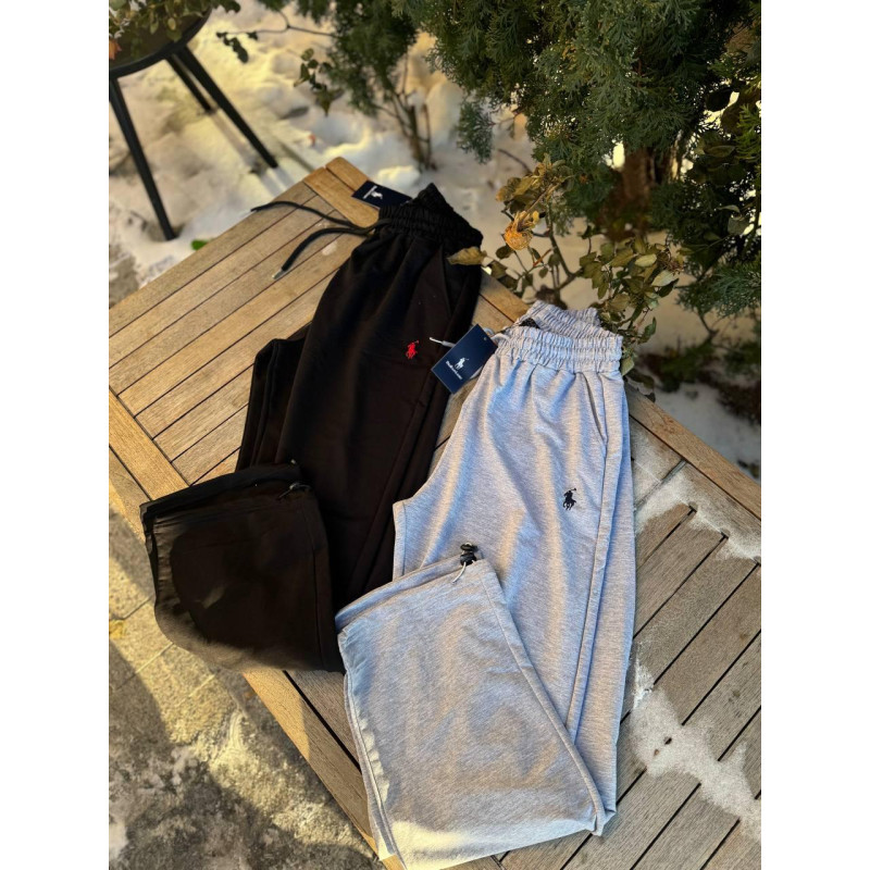 Штани Polo Ralph Lauren чорні чоловічі штани без флісу сірі широкі спортивні штани Поло Ральф Лоурен