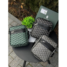 Сумка Goyard месенджер через плече чоловічий чорний шкіряний месенджер Гоярд спортивний чоловічий