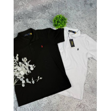 Футболка Polo Ralph Lauren чорна чоловіча футболка з коміром Поло Ральф Лоурен біла чоловіча на ґудзиках