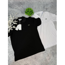 Футболка Lacoste чоловіча чорна футболка Лакоста чорна спортивна Біла футболка з коміром Лакост літо