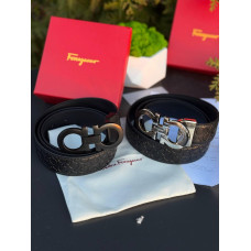 Ремінь Salvatore Ferragamo чорний чоловічий ремінь Сальваторе Феррагамо чоловічий чорний шкіряний 105 см