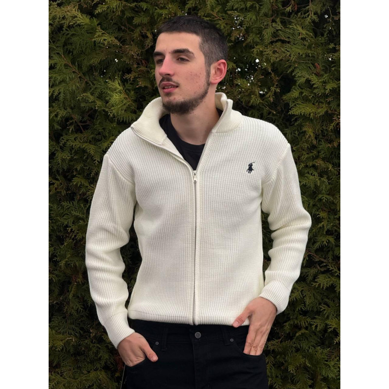Кардиган Polo Ralph Lauren білий чоловічий кардиган Поло Ральф Лоурен трикотажний чоловічий Зипка Поло біла