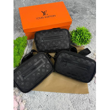 Бананка Louis Vuitton чорна чоловіча бананка Лв спортивна чорна сумка через плече Луї Вітон чоловіча шкіряна сумка LV