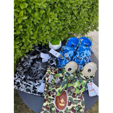 Кроки Bape чоловічі чорні ляпанці спортивні літні крокси Бейп сині чоловічі на літо зелені ляпанці Бейп
