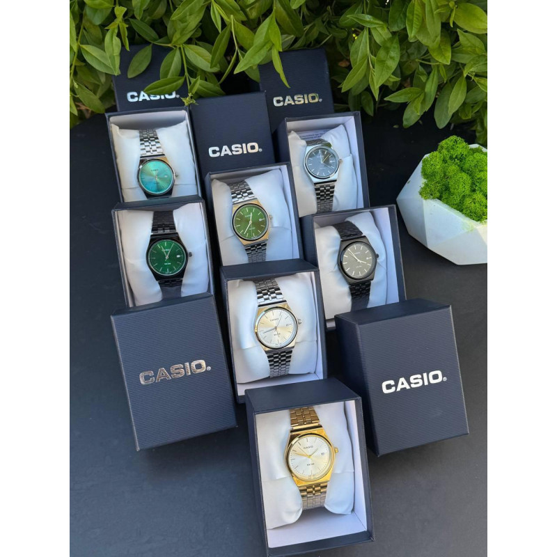 Годинник Casio чоловічий срібний годинник Касіо чорний сірі чоловічий золотий механічний наручний годинник Casio зелений