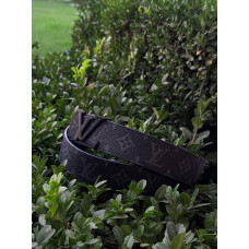 Ремінь Louis Vuitton чоловічий шкіряний ремінь 105 см, Брендовий шкіряний ремінь ЛВ, LV belt, Луї Віттон чорний