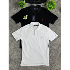 Футболка Polo Ralph Lauren з коміром чоловіча чорна футболка Поло Ральф Біла сорочка чоловіча Поло Ральф Лоурен